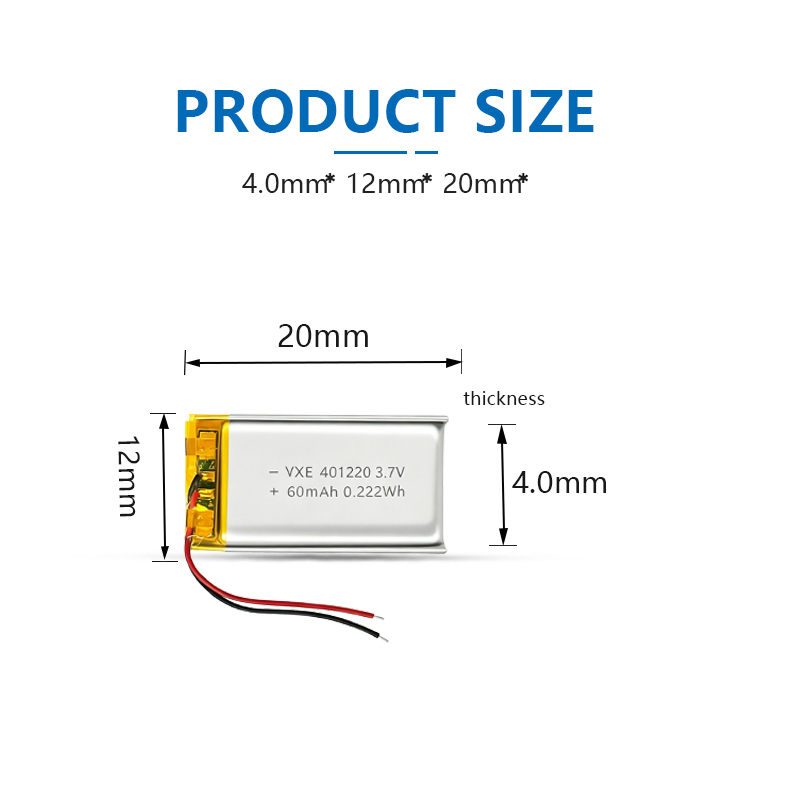 3.7 V Li-ion Battery 401220-60mah